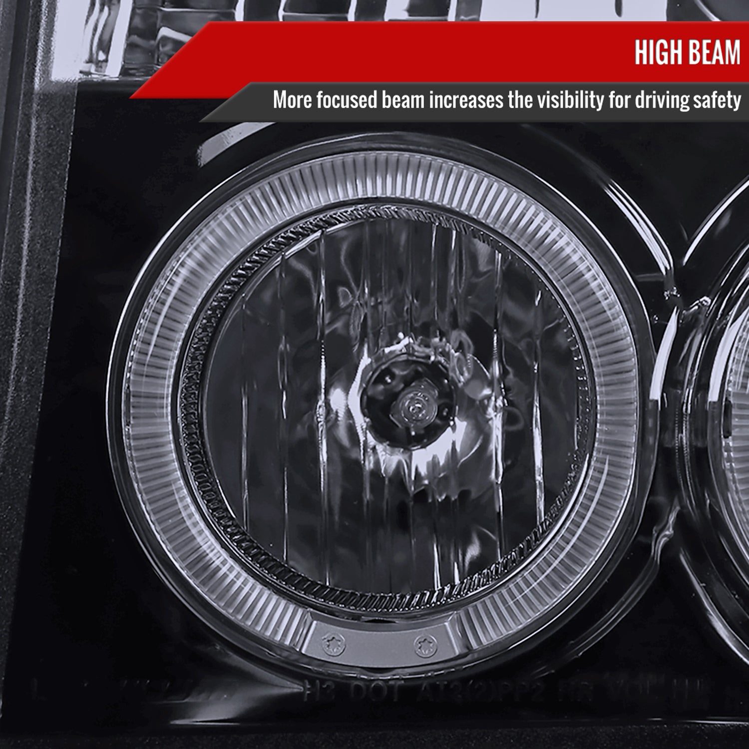 1992-1996 Ford F-150 F-250 F-350 Bronco Dual Halo Projector Headlights Smoke