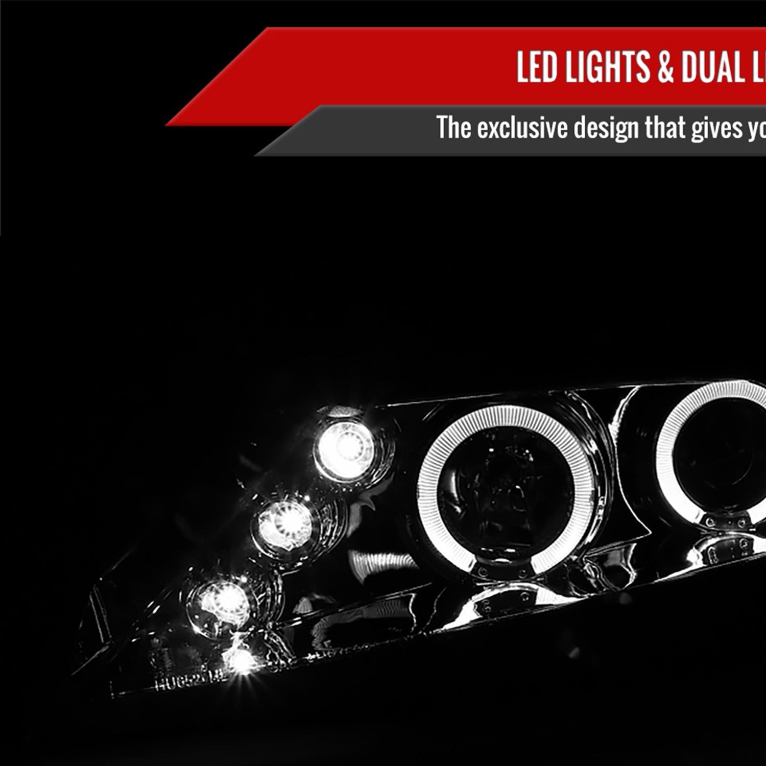 2006-2011 Honda Civic Sedan Dual Halo Projector Headlights Chrome/Clear Lens