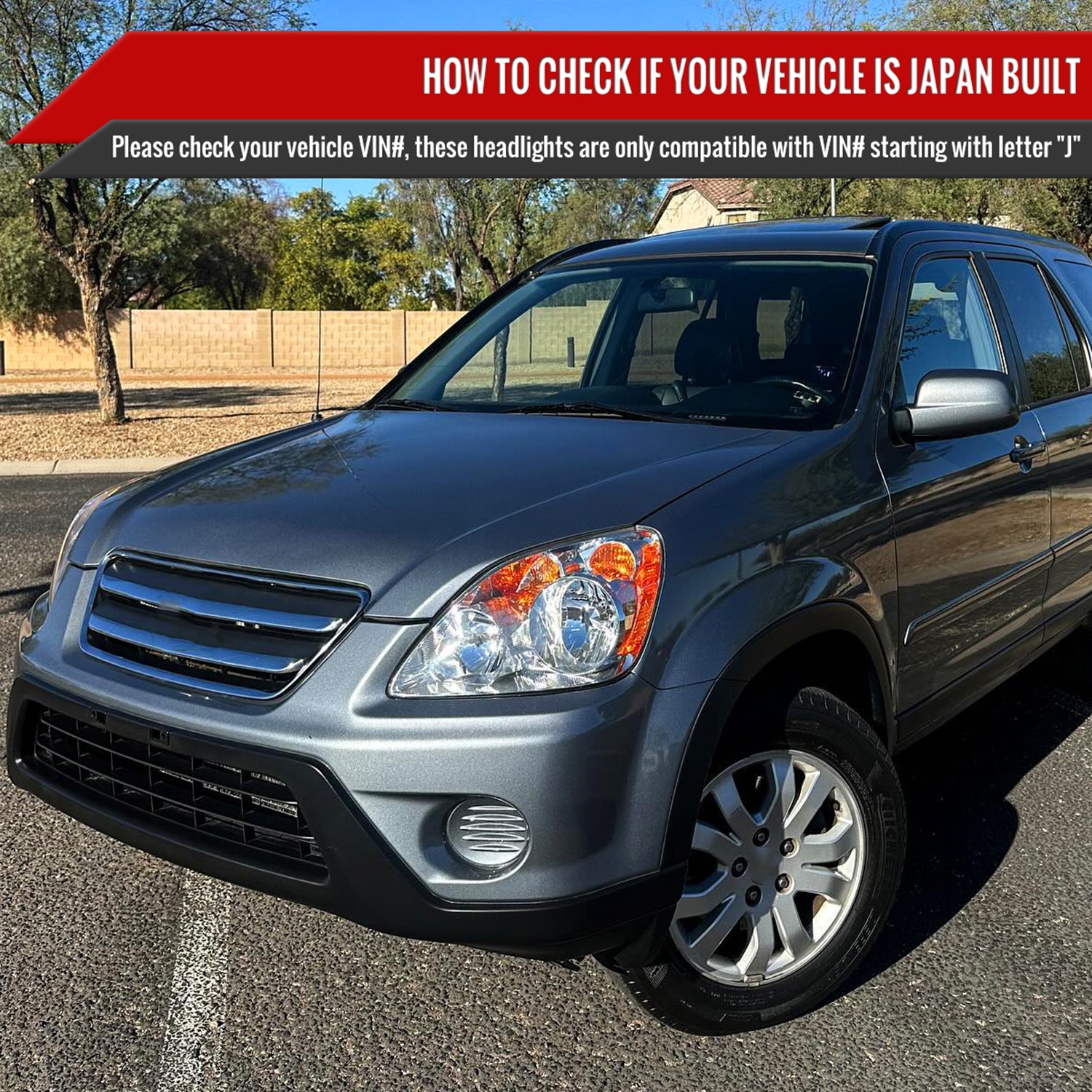 2005-2006 Honda CR-V Factory JP Headlights w/Amber Reflectors Chrome/Clear