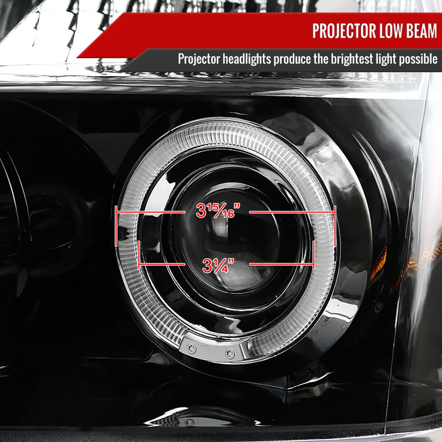 2004-2015 Nissan Titan/ 04-2007 Armada Dual Halo Projector Headlights Jet Black