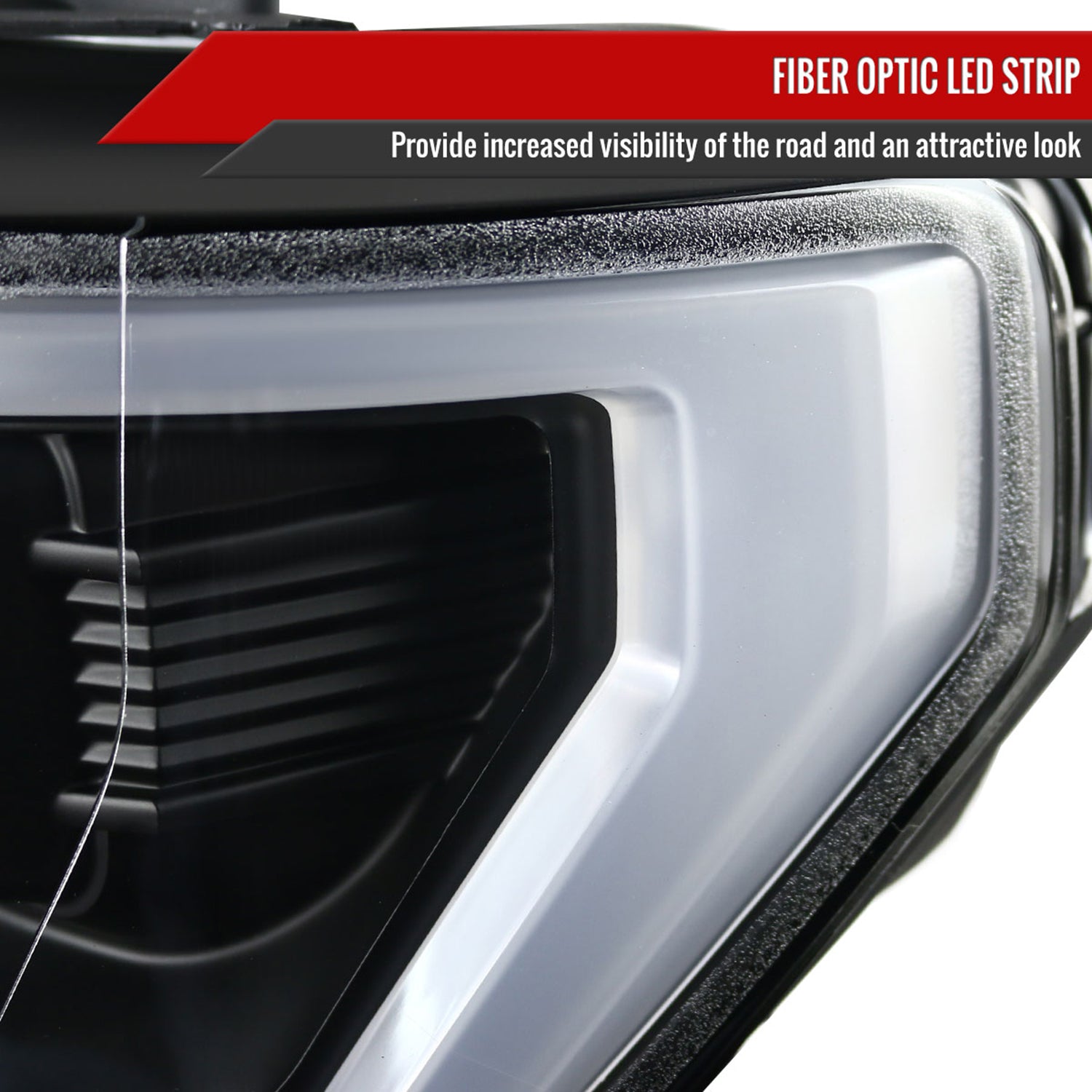 2015-2017 Ford F-150 LED Bar Projector Headlights Matte Black/Clear Lens