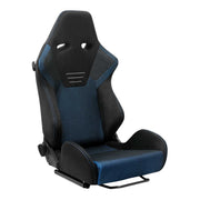 Universal Racing Seat Black Suede And Blue Bird Eye/Cloth With Double Blue Stich