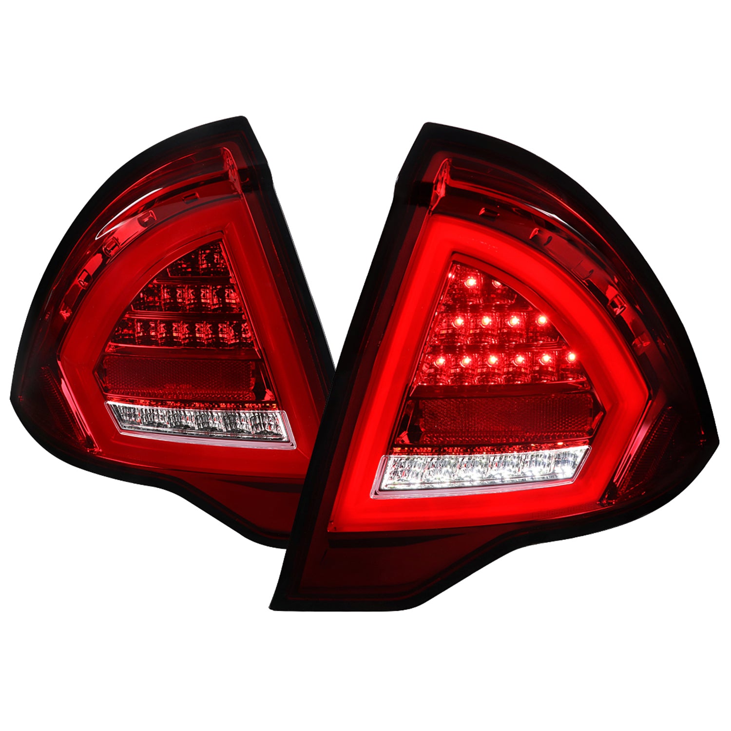 2010-2012 Ford Fusion LED Tail Lights Chrome Housing/Red Clear Lens