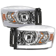 2006-2008 Dodge Ram 1500/ Ram 2500 3500 LED Headlights Amber Reflector Chrome