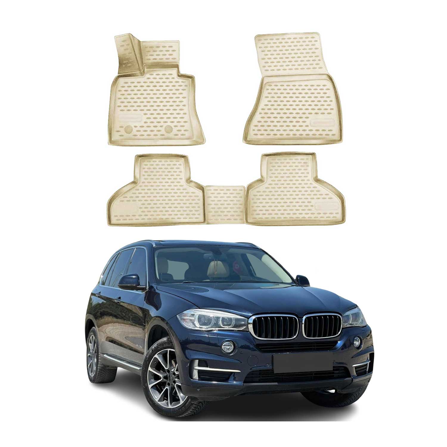 2014-2018 BMW X5 F15 F85 Floor Mats Liners Full Set All Weather Beige