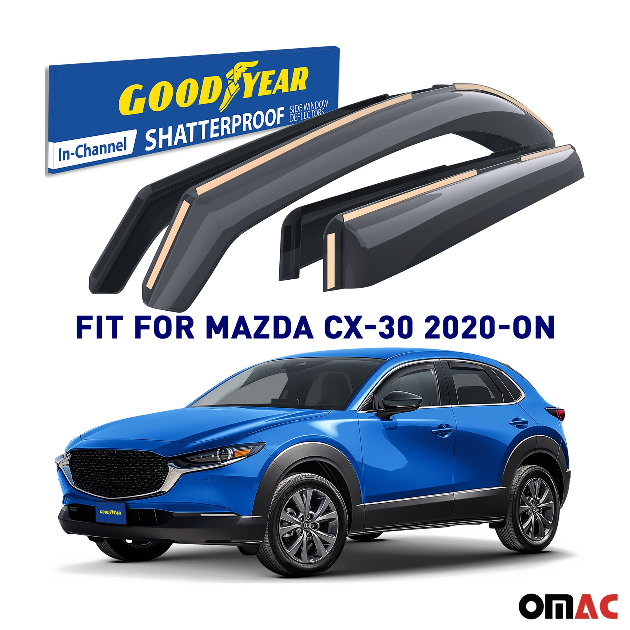 Goodyear Wind Deflectors for Mazda CX-30 2020-2025 In-channel Premium Smoke 4x