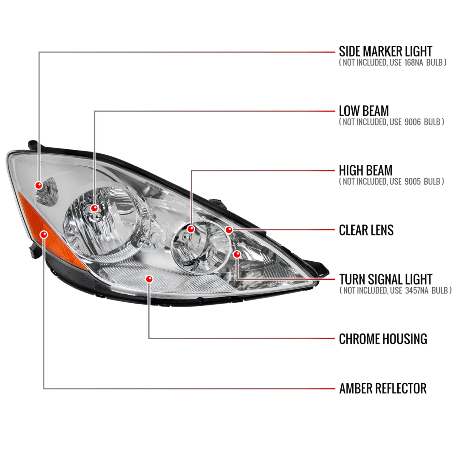 2006-2010 Toyota Sienna Factory Passenger/Right Headlight Amber Reflector