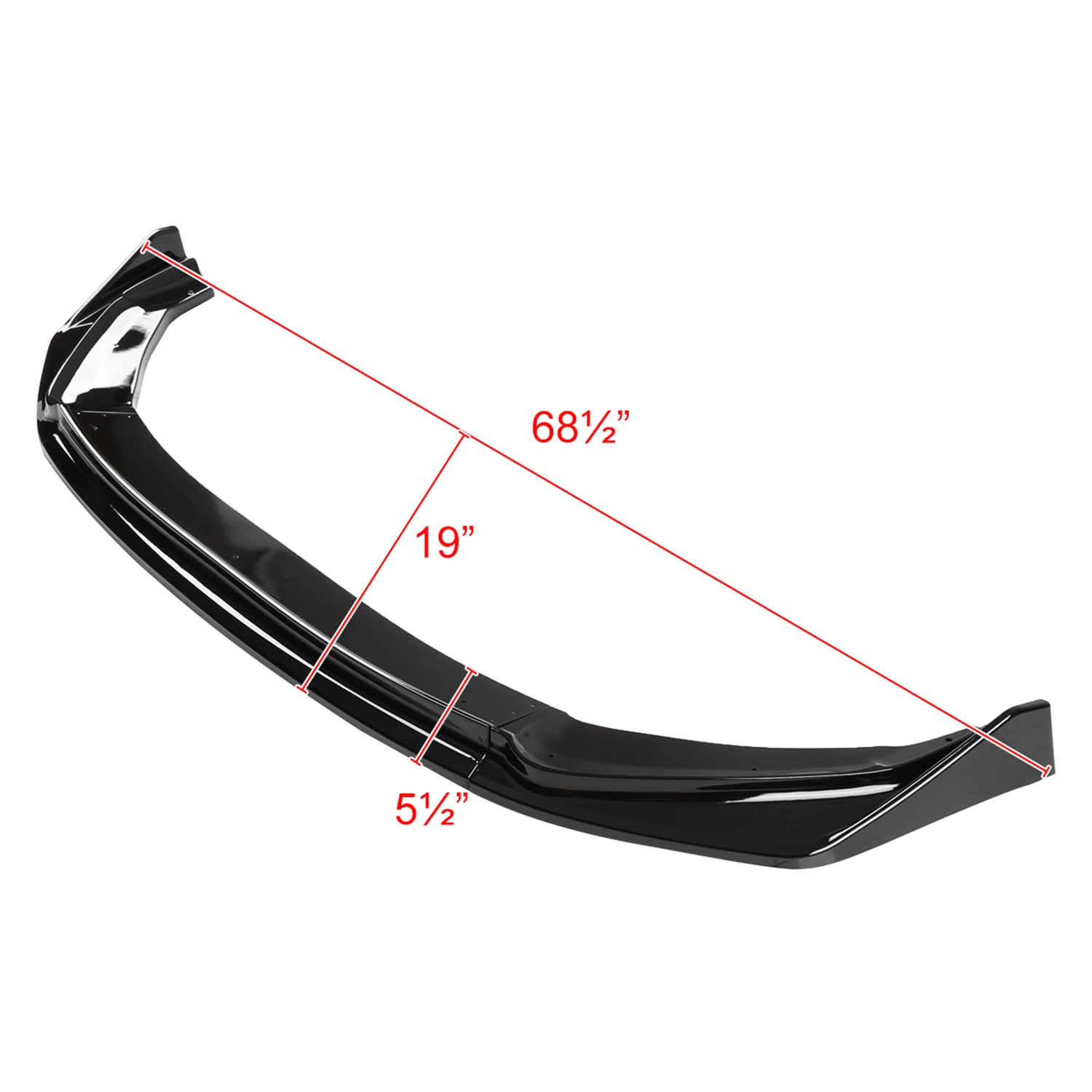 2014-2017 Honda Fit Glossy Black Polypropylene 3Pcs Bumper Lip Spoiler