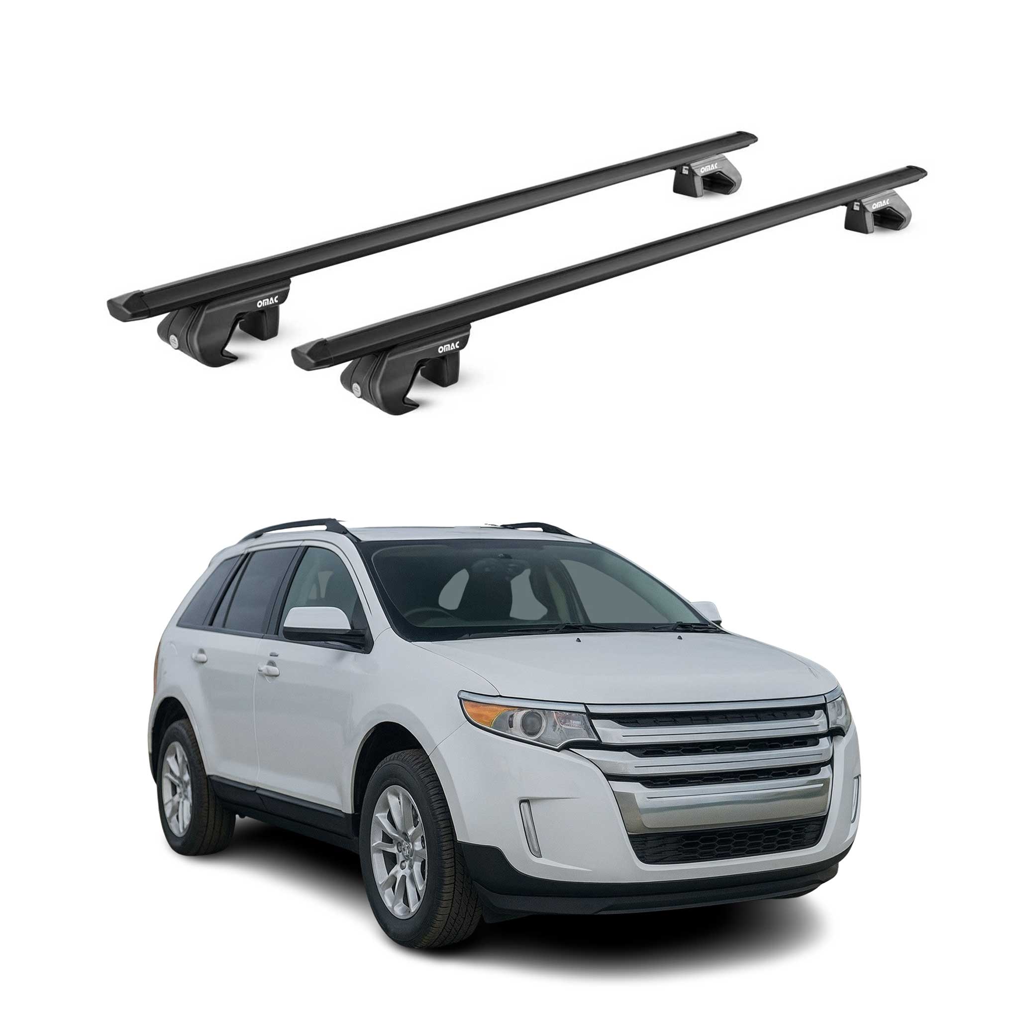 2007-2014 Ford Edge Roof Rack Cross Bars Black Carrier 2 Pcs