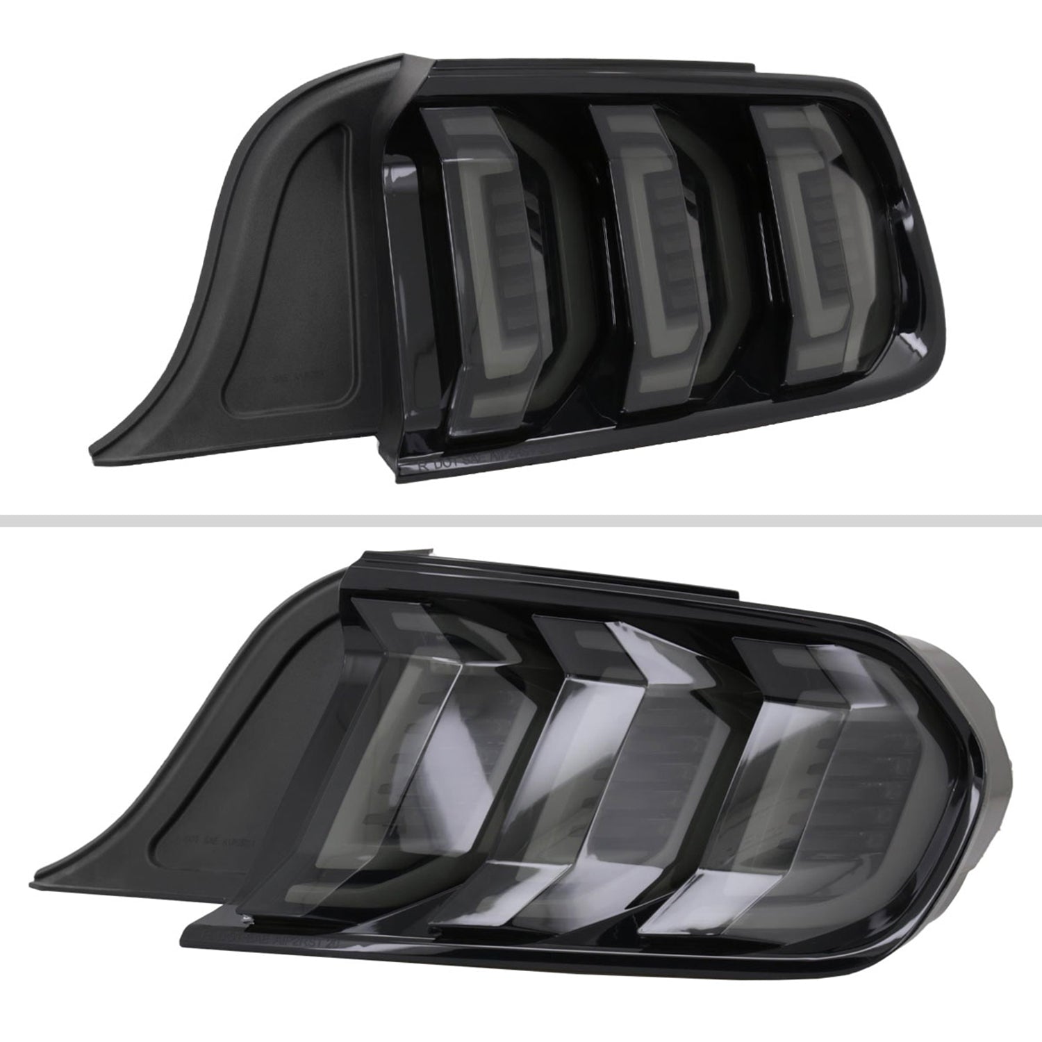 2015-2023 Ford Mustang Sequential Signal LED Tail Lights Glossy Black/Smoke