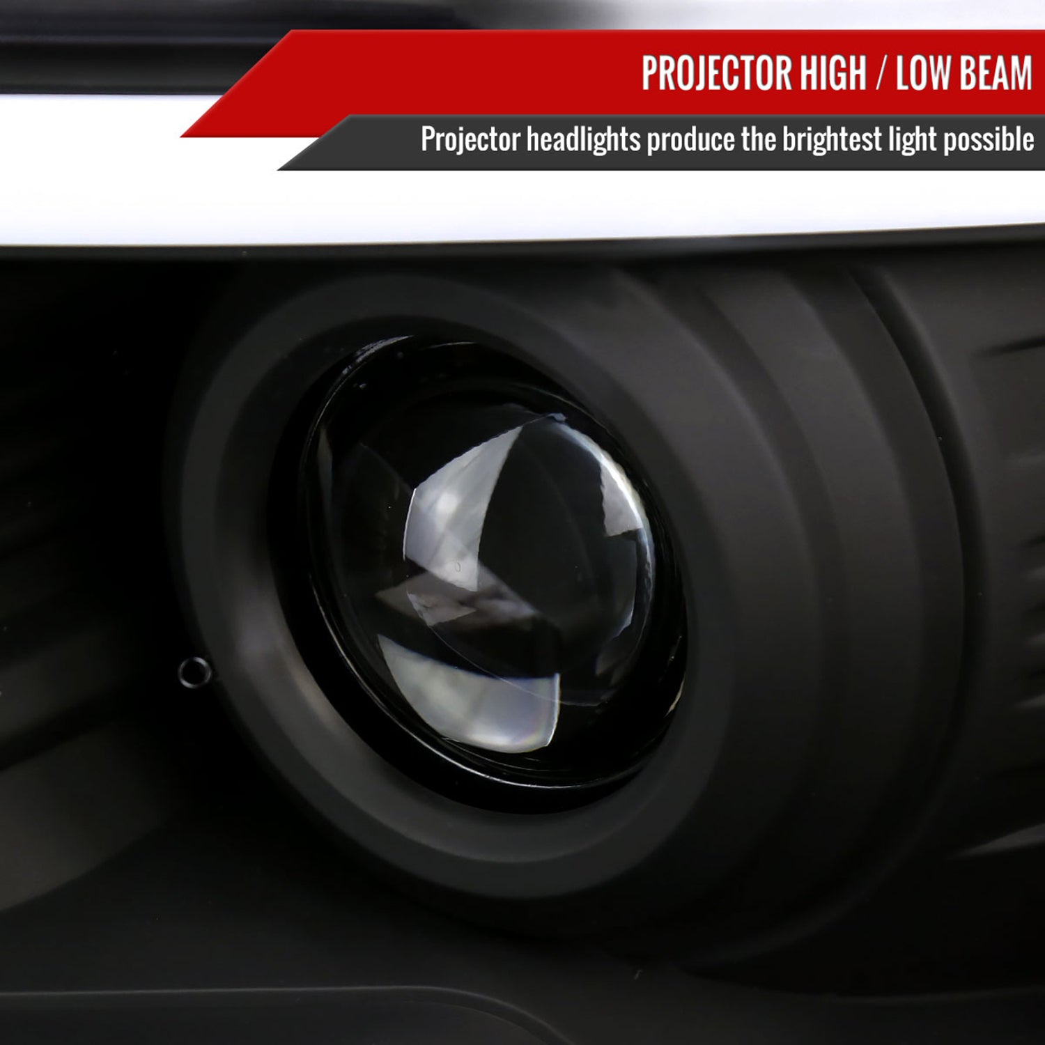 2009-2014 Ford F-150 LED Strip Projector Headlights Matte Black/Clear Lens