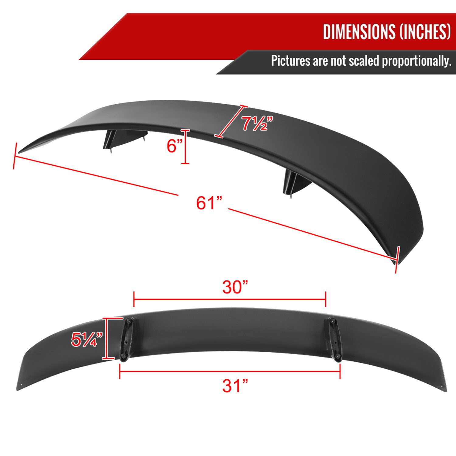 2006-2010 Dodge Charger Black ABS R/T Daytona OE Style Rear Spoiler Wing