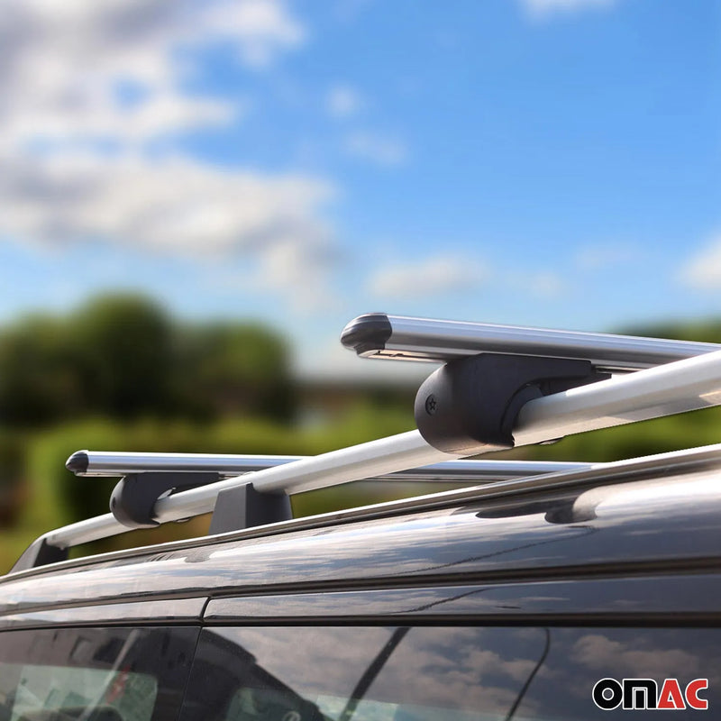 Bike Carrier Roof Rail Rack Cross Bars Luggage 59" Silver Aluminum Set