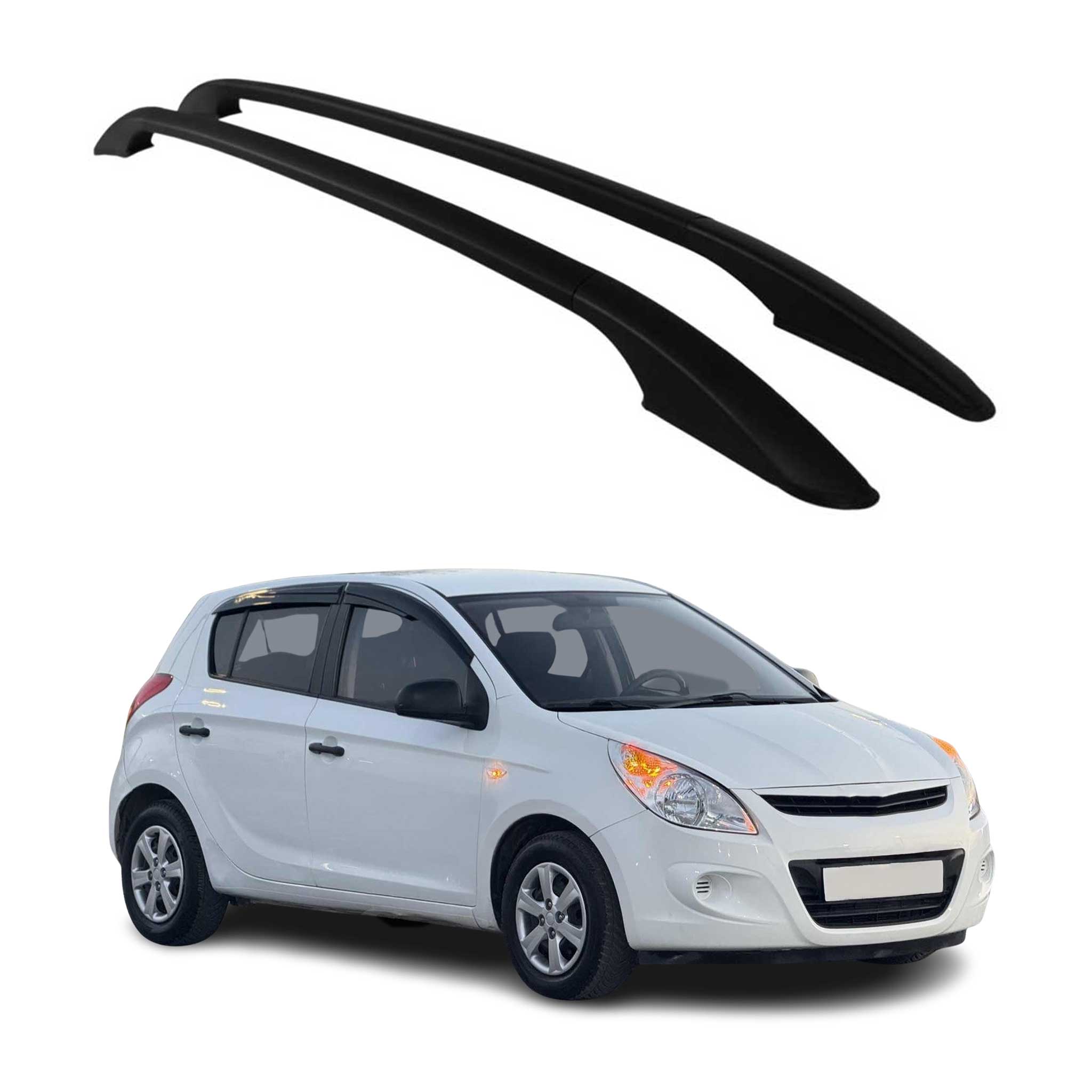 2008-2014 Hyundai i20 Roof Rack Rails Side Rails Aluminium Black 2 Pcs
