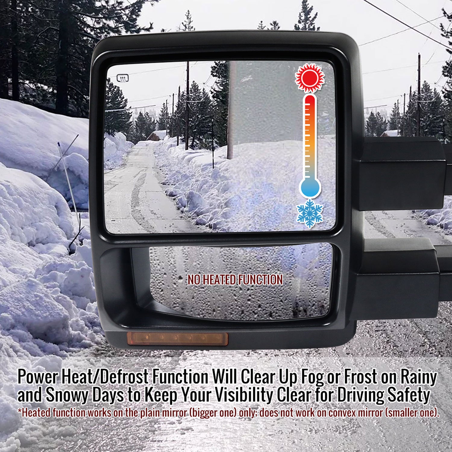 2004-2006 Ford F-150 Heated Towing Mirrors Amber Lens LED Turn Signal Lights