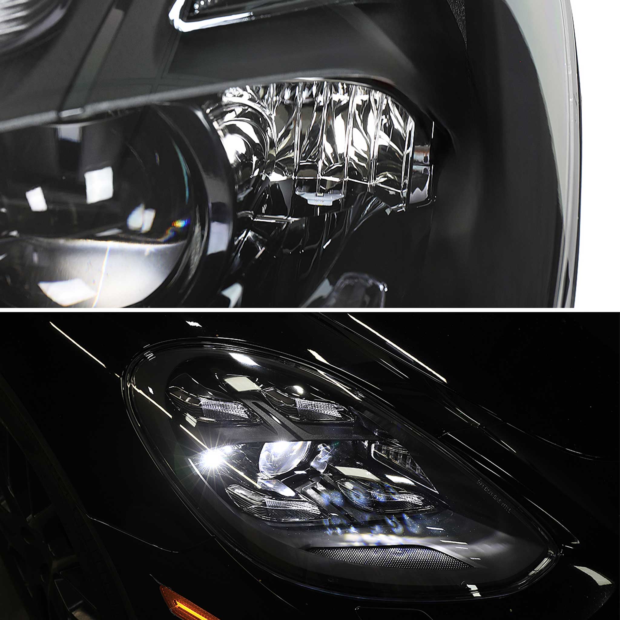 For Porsche Panamera 2017-2022 Matrix LED Projector Headlights DRL Matte Black Clear Lens Glossy Trim