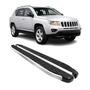 2011-2016 Jeep Compass Running Boards Side Steps Silver & Black