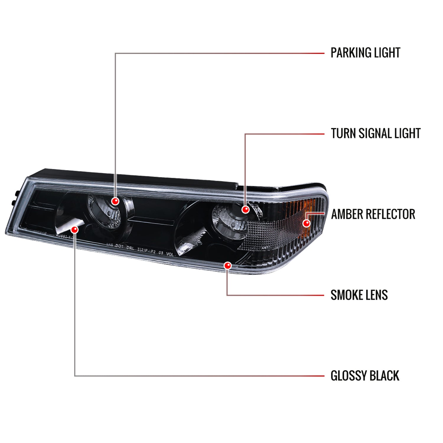 2004-2012 Chevy Colorado / GMC Canyon Corner Lights Glossy Black/Smoke Lens