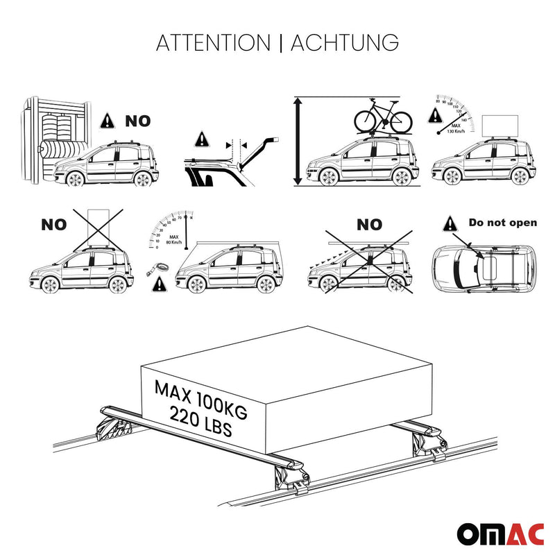 2009-2024 Audi Q5 Sportback Roof Rack Cross Bars Silver