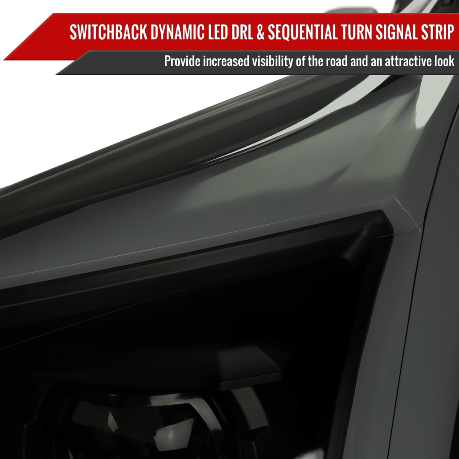 2010-2016 Cadillac SRX LED Projector Headlights Turn Signal Bar Black