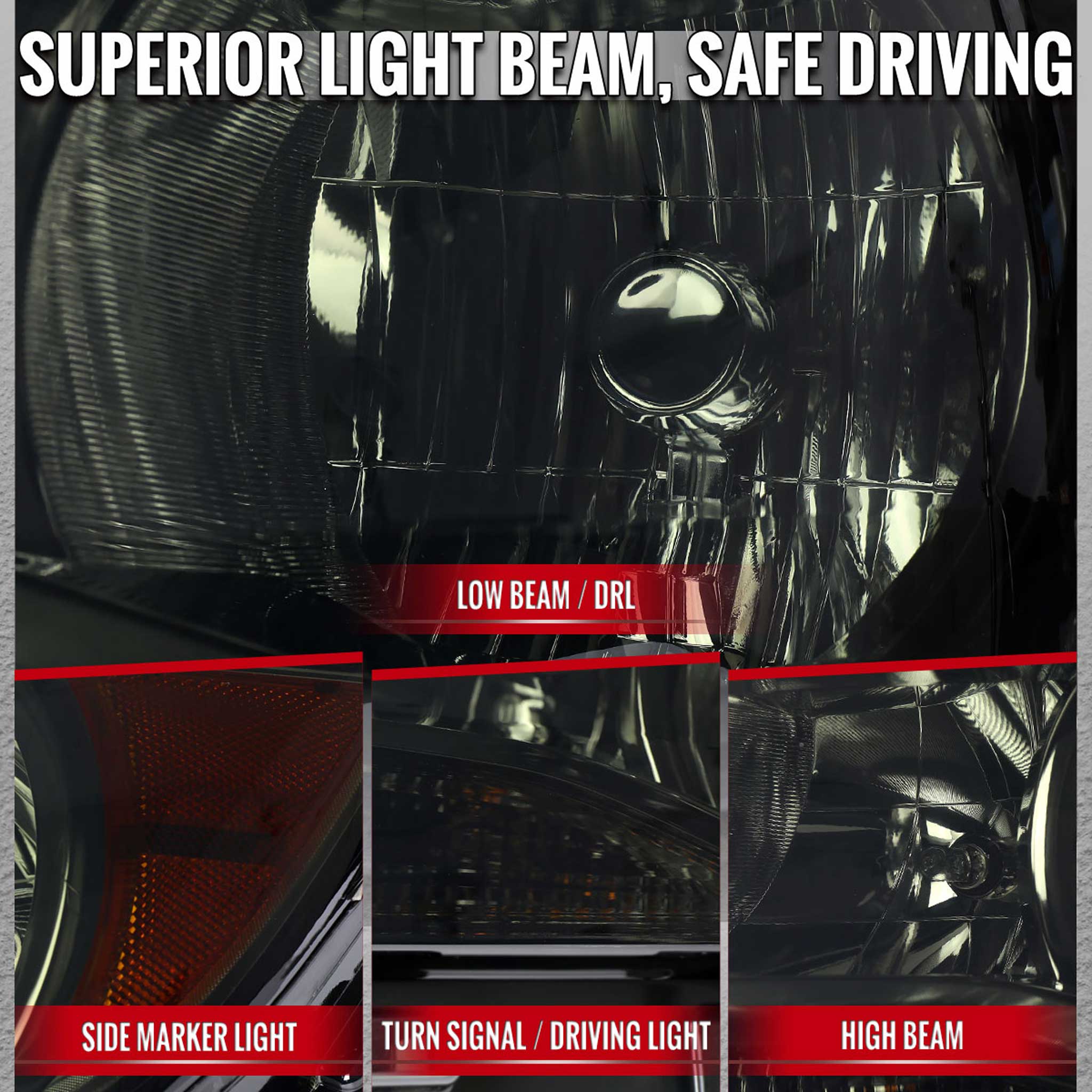 For Chevrolet Colorado 2015-2022 Factory Headlights Chrome Housing Smoked Lens