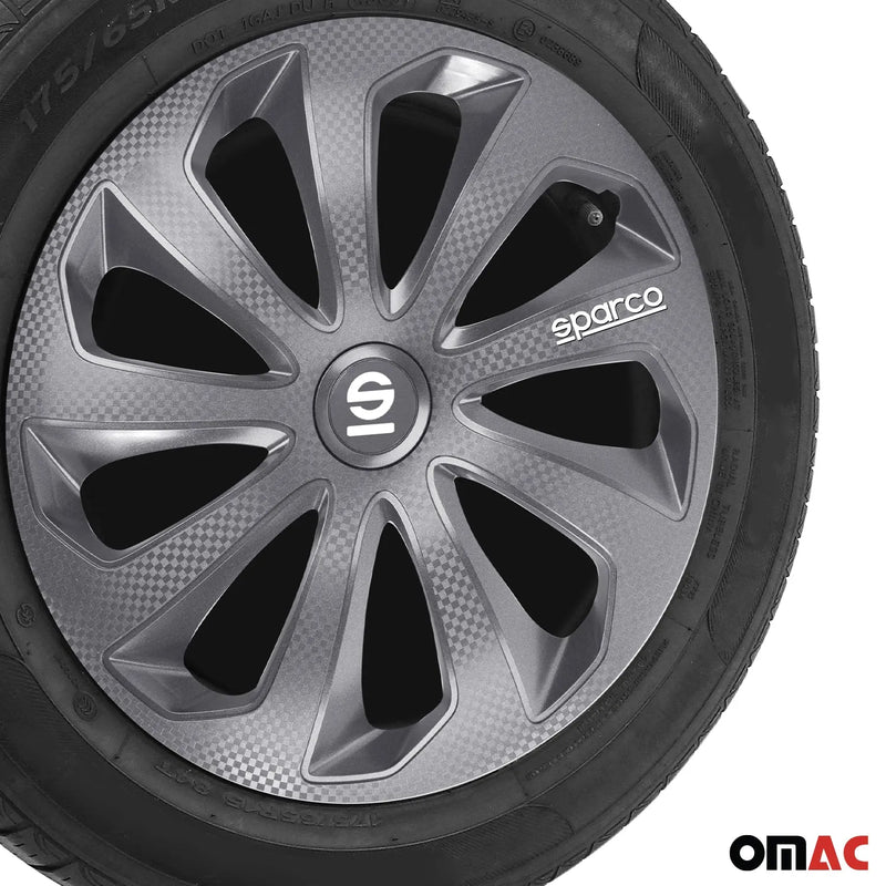 Sicilia Hub Caps Wheel Cover 14" Grey Carbon Full Set 4 pcs.