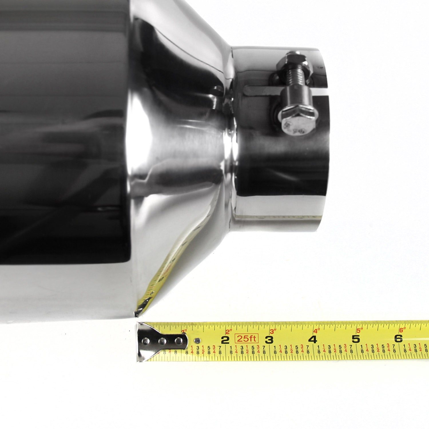 Universal 4" Inlet/8" Outlet Chrome Stainless Steel Bolt-On Angled Exhaust Tip