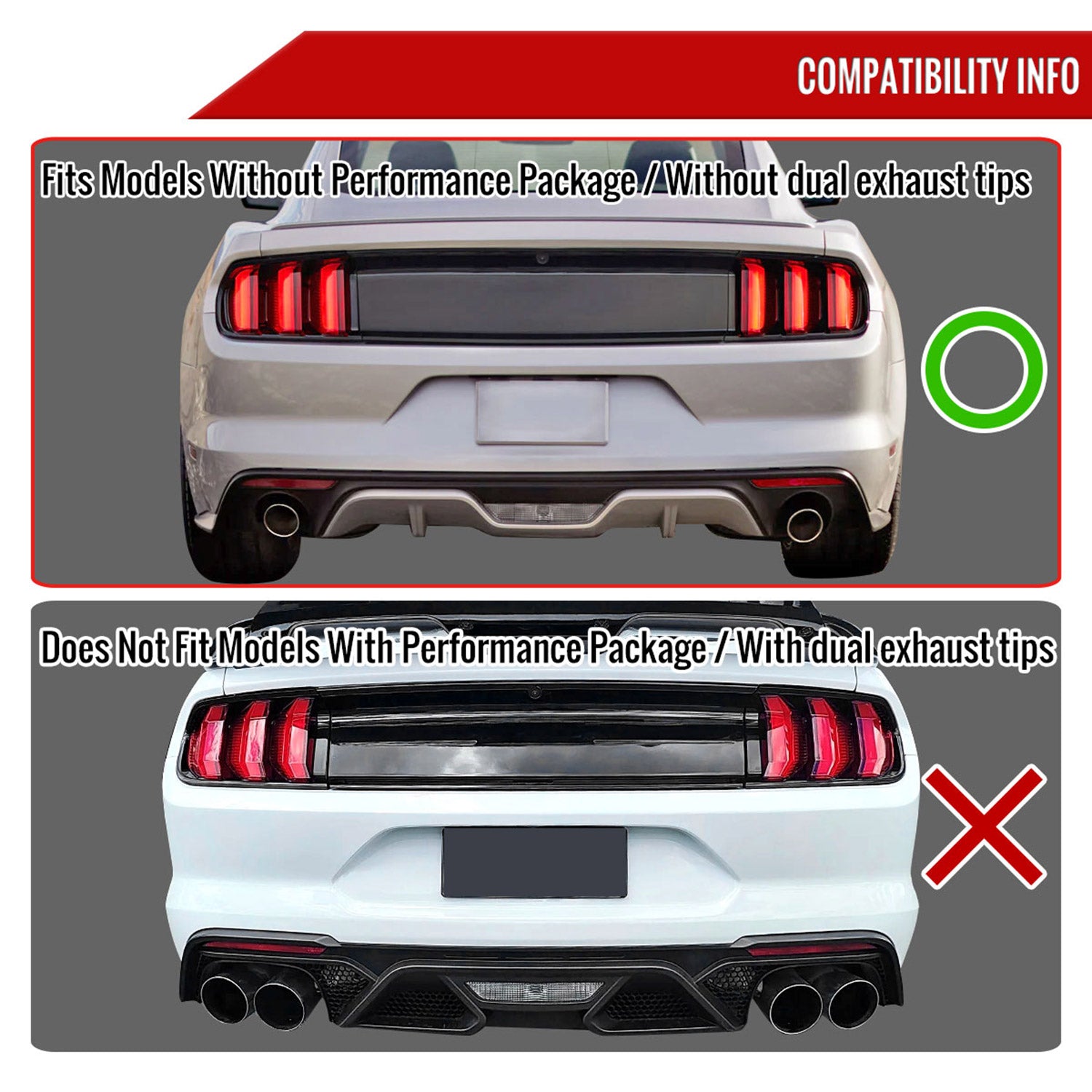 2015-2021 Ford Mustang 2.3L EcoBoost Dual Catback Exhaust System Burnt Tip