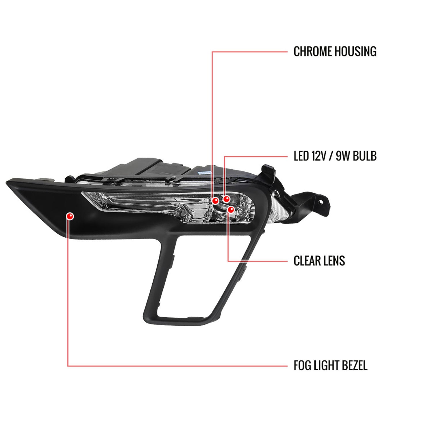 2018-2019 Ford Explorer LED Fog Lights Kit Chrome Housing/Clear Lens