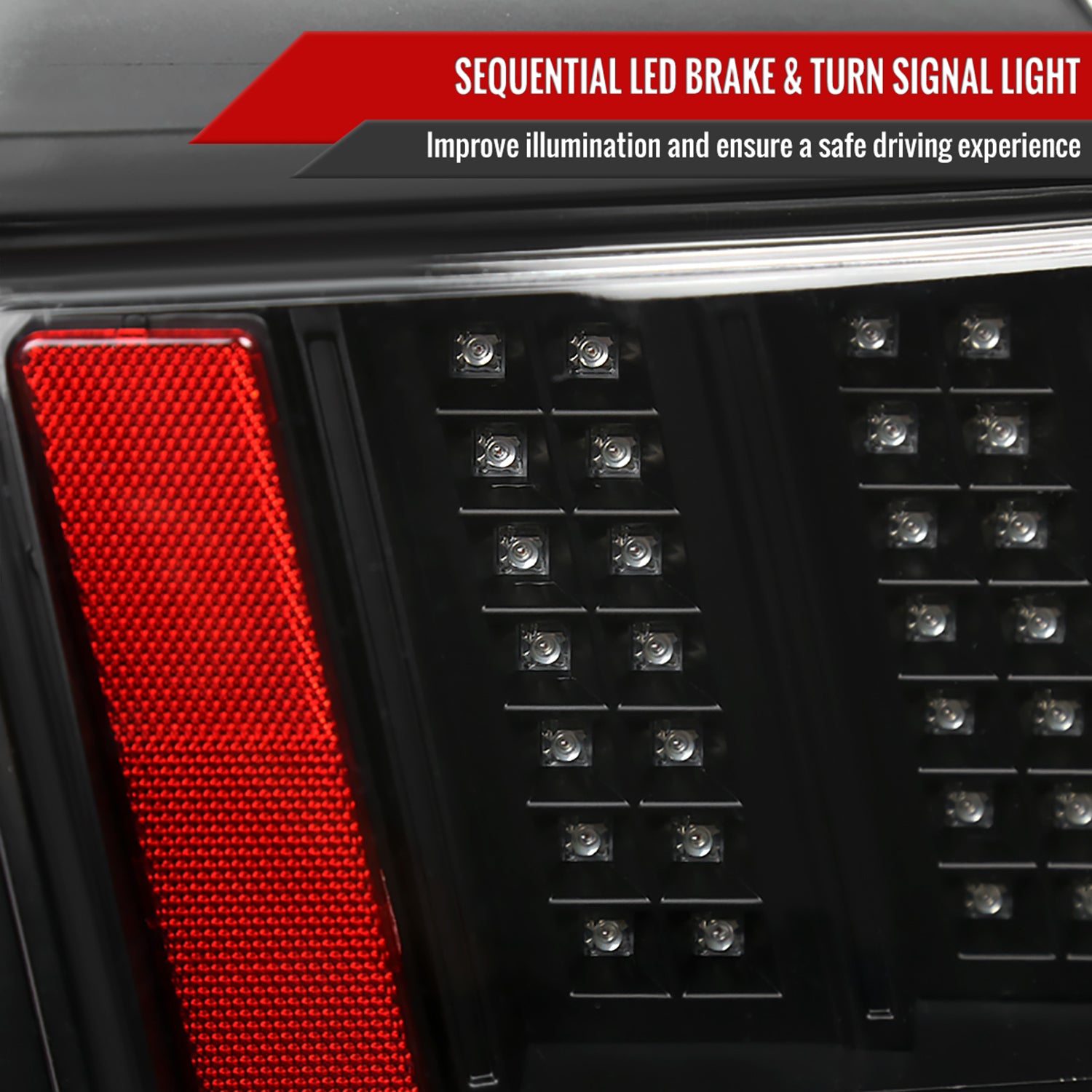 1999-2004 Ford Mustang Sequential LED Tail Lights - RS Matte Black/Clear Lens