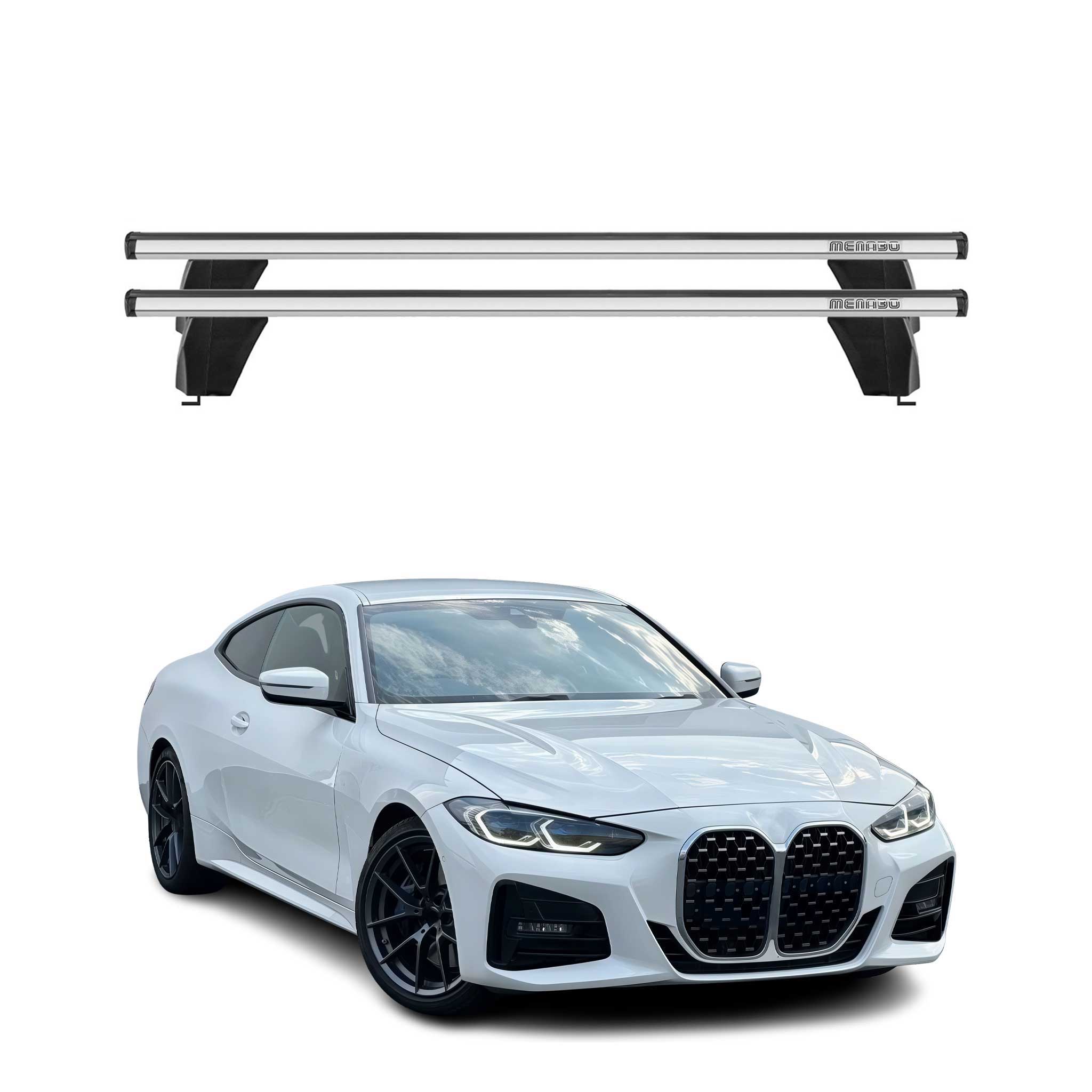 2021-2025 BMW 4 Series G22 Coupe Roof Rack Cross Bars Silver