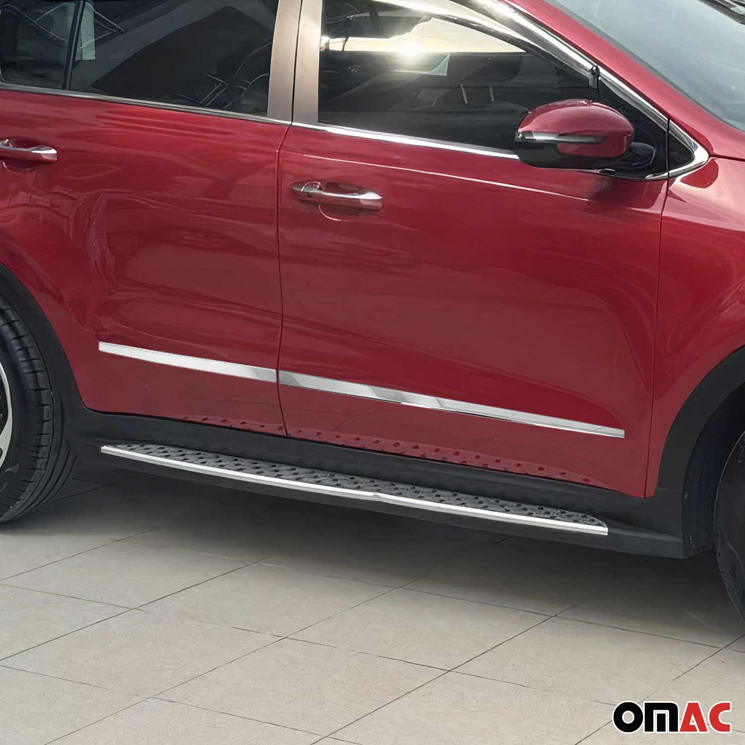 2017-2022 Kia Sportage Side Door Molding Trim Skirt Garnish Stainless Steel Silver 4Pcs