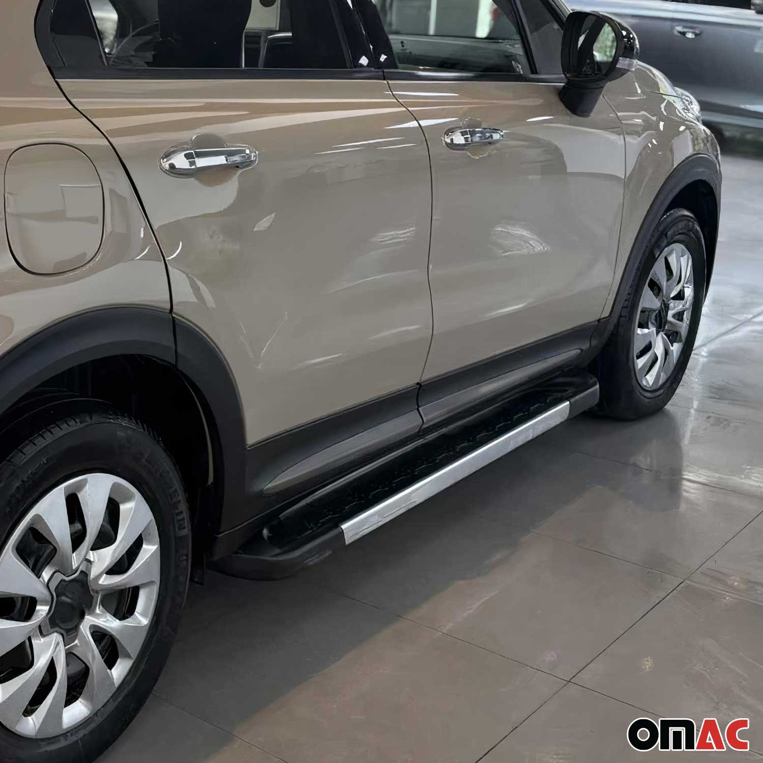 2016-2023 Fiat 500X Side Door Molding Trim Skirt Garnish Stainless Steel Dark 4 Pcs