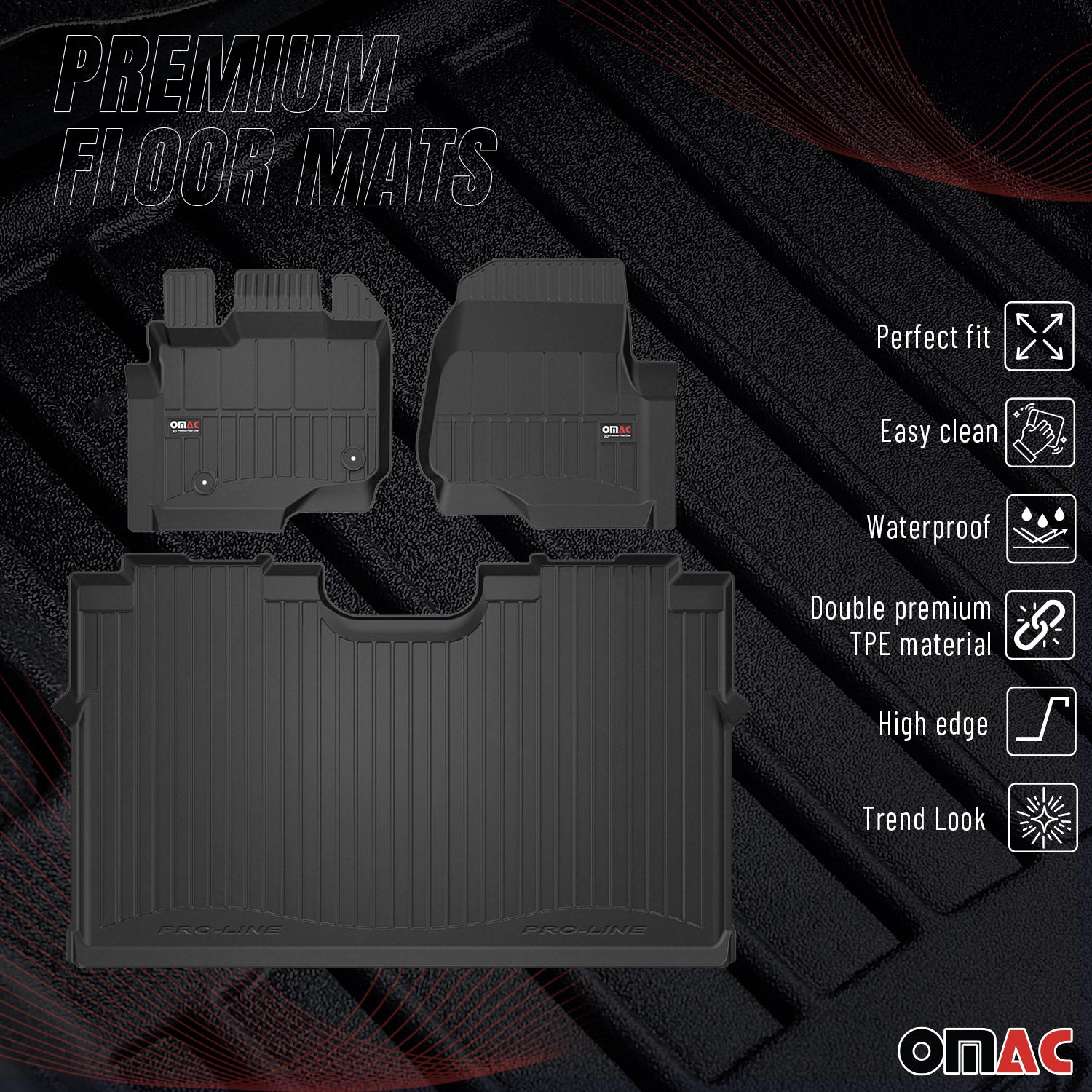 2015-2026 Ford F-150 Lightning /F-150 Raptor /F-150 Super Crew Premium Floor Mats Liners Full Set All Weather Heavy Duty