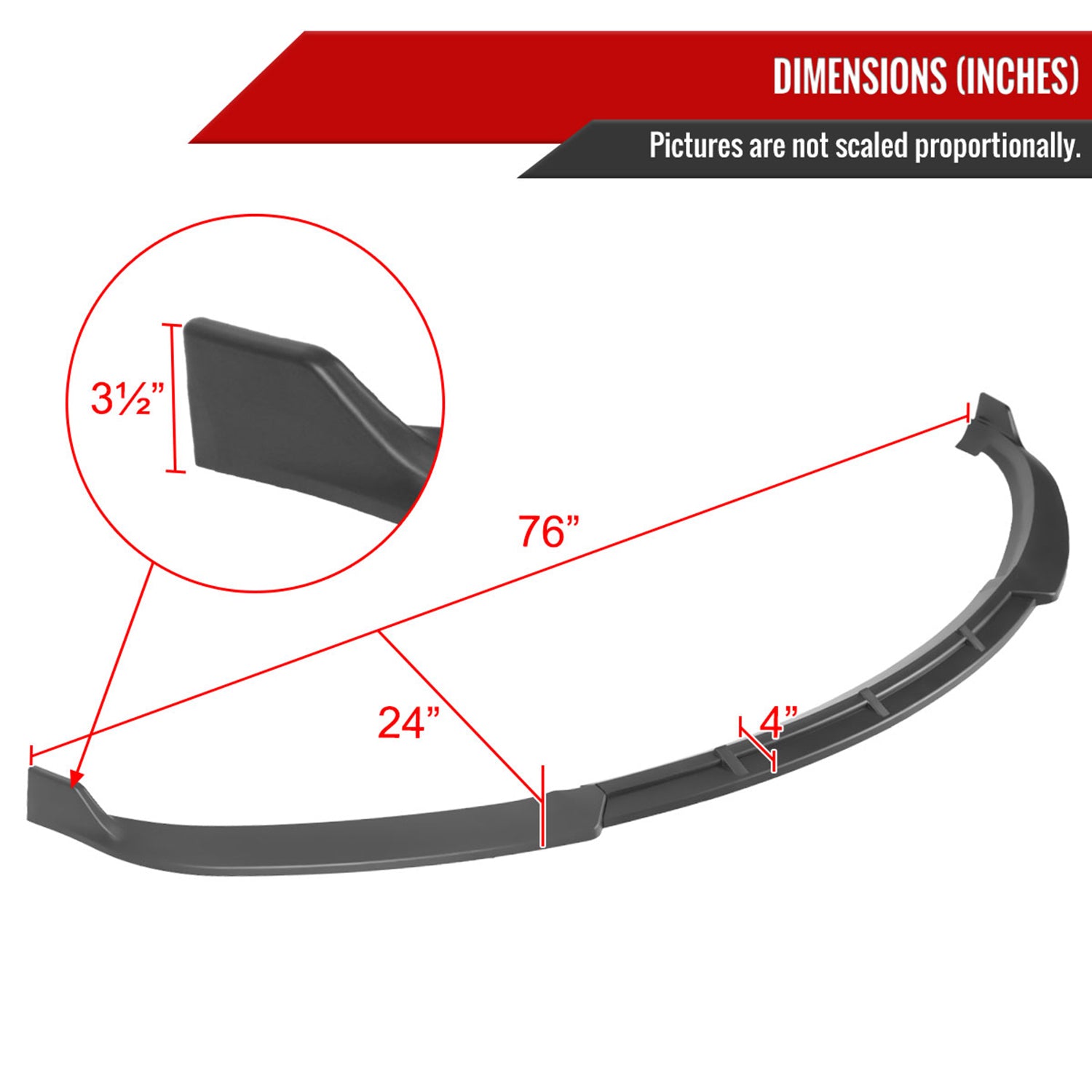 2012-2016 Tesla Model S Matte Black 3Pcs Front Bumper Lip Splitter Kit