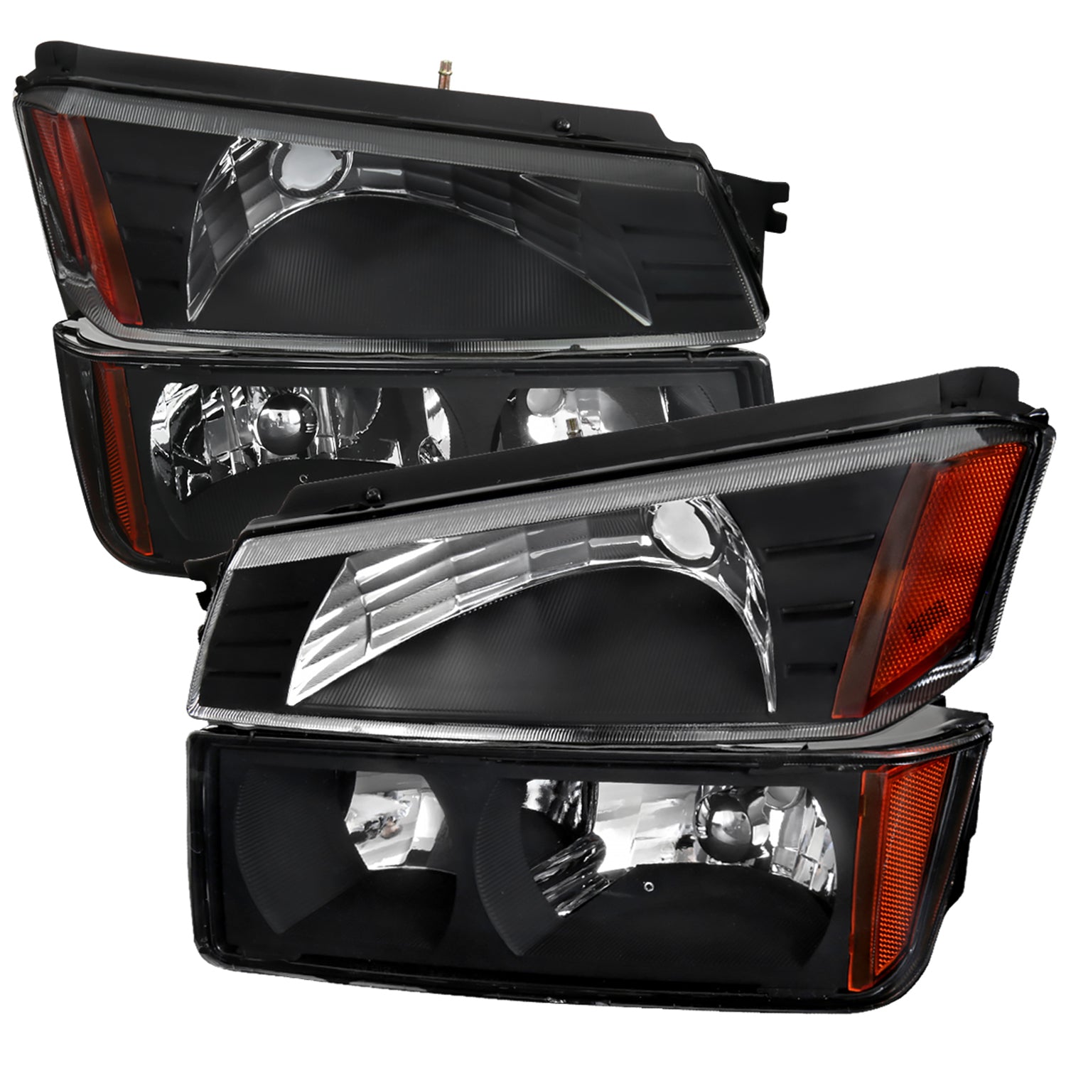 2002-2006 Chevy Avalanche 1500/2500 Factory Headlights Bumper & Signal Black