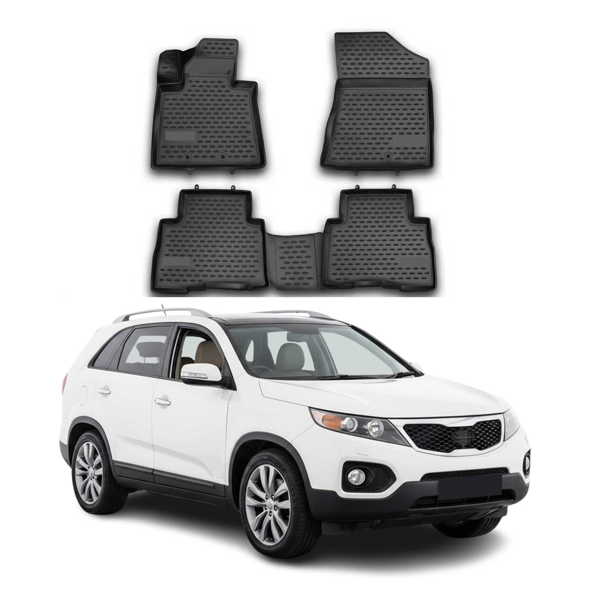 2014-2015 Kia Sorento Floor Mats Liners Full Set All Weather Black