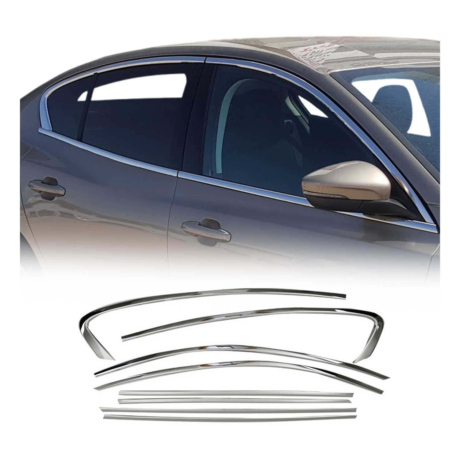 2018-2024 Ford Focus Window Molding Trim Streamer Stainless Steel Silver 8x