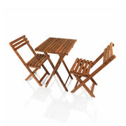 3Pcs Folding Wooden Bistro Set Dining Indoor Outdoor Furniture BBQ Picnic Party