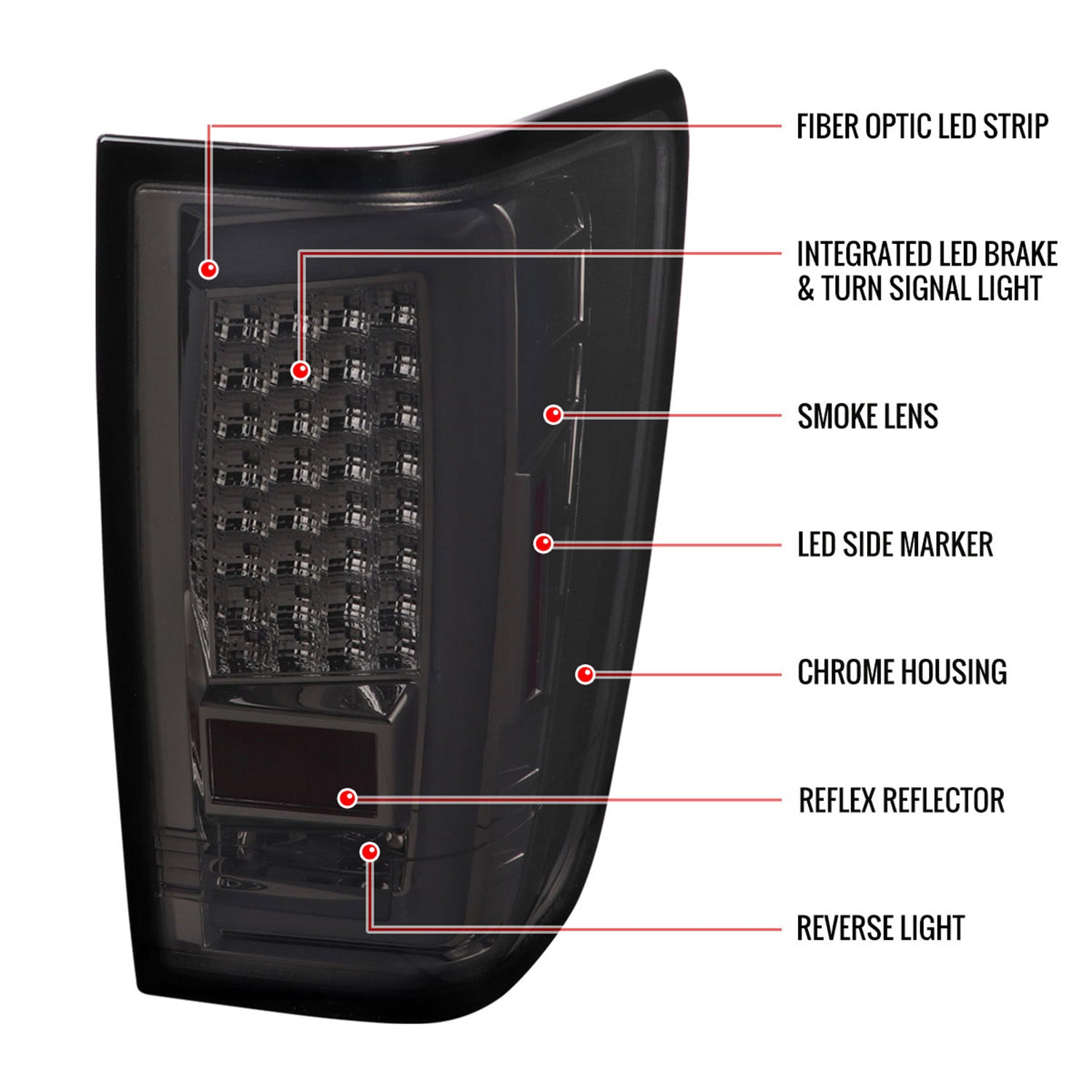 2004-2015 Nissan Titan LED Tail Lights with White LED Tube Chrome/Smoke Lens