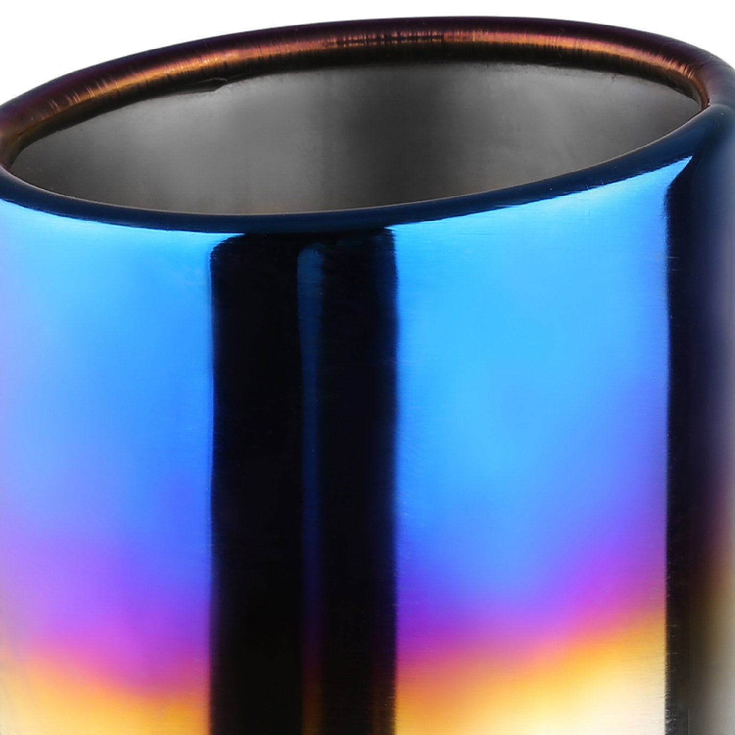 Universal 2.5" Inlet/3.875" Outlet Chrome Steel Angled Burnt Blue Exhaust Tips