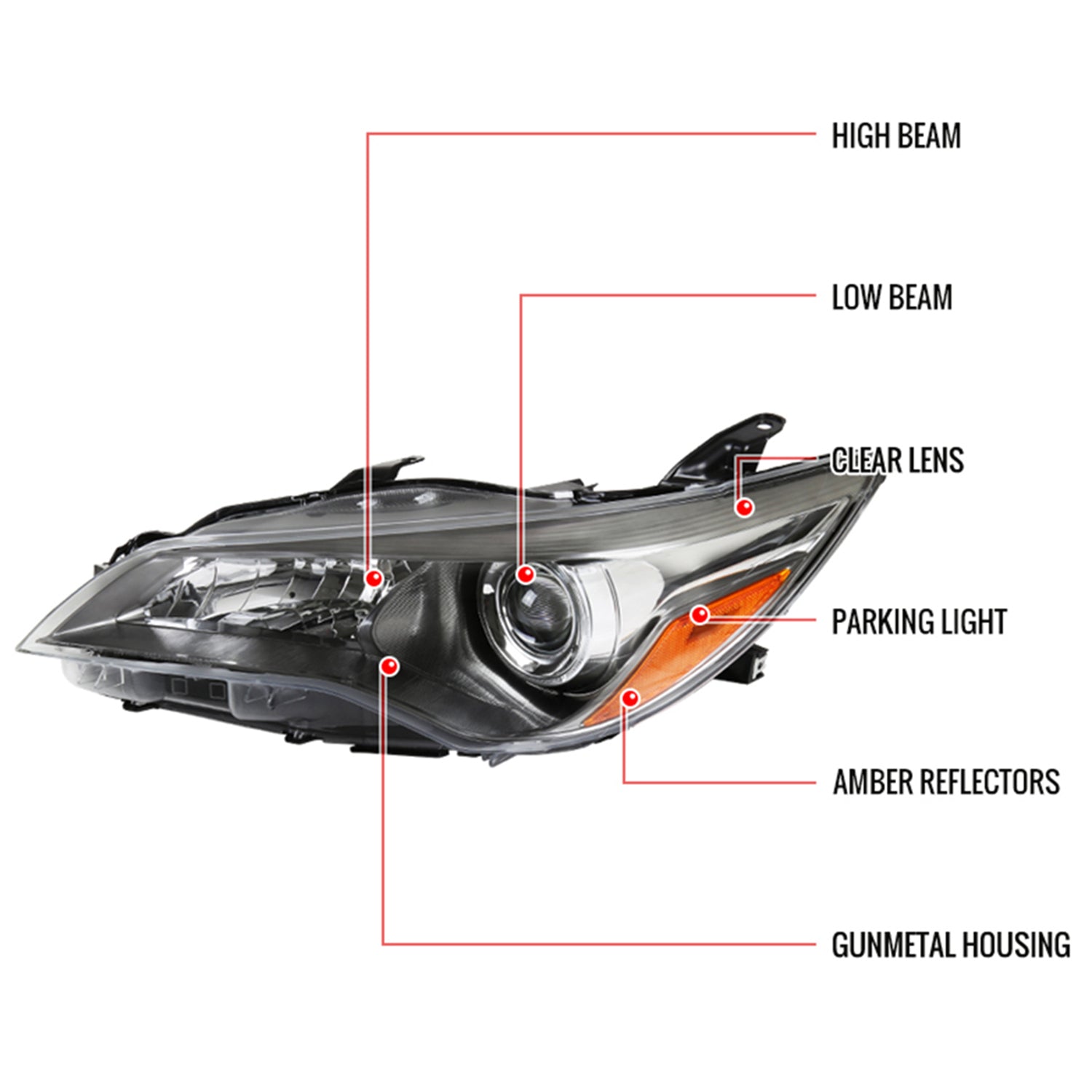 2015-2017 Toyota Camry Projector Headlight Amber Reflector - Driver Side