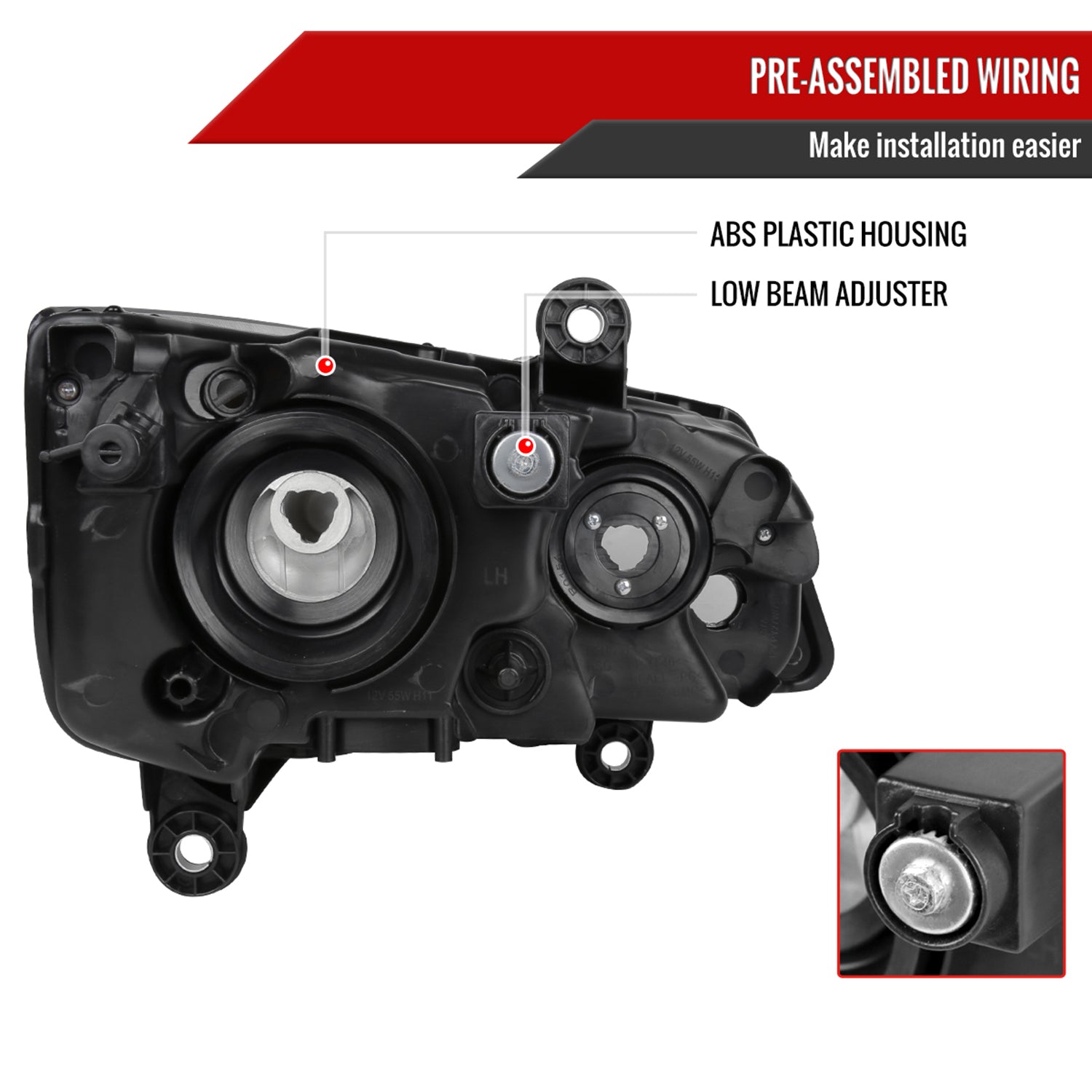 2008-2018 Dodge Grand Caravan Chrysler Town & Country Factory Headlights Black