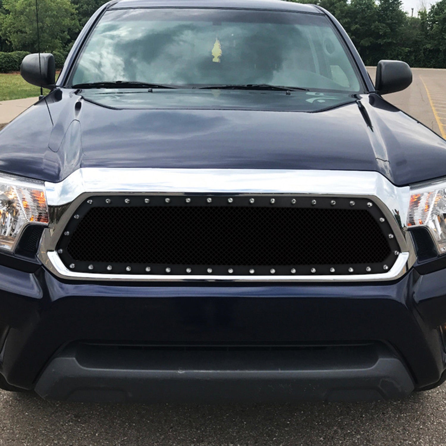 2012-2015 Toyota Tacoma Rivet Style Black Stainless Steel Mesh Grille Insert