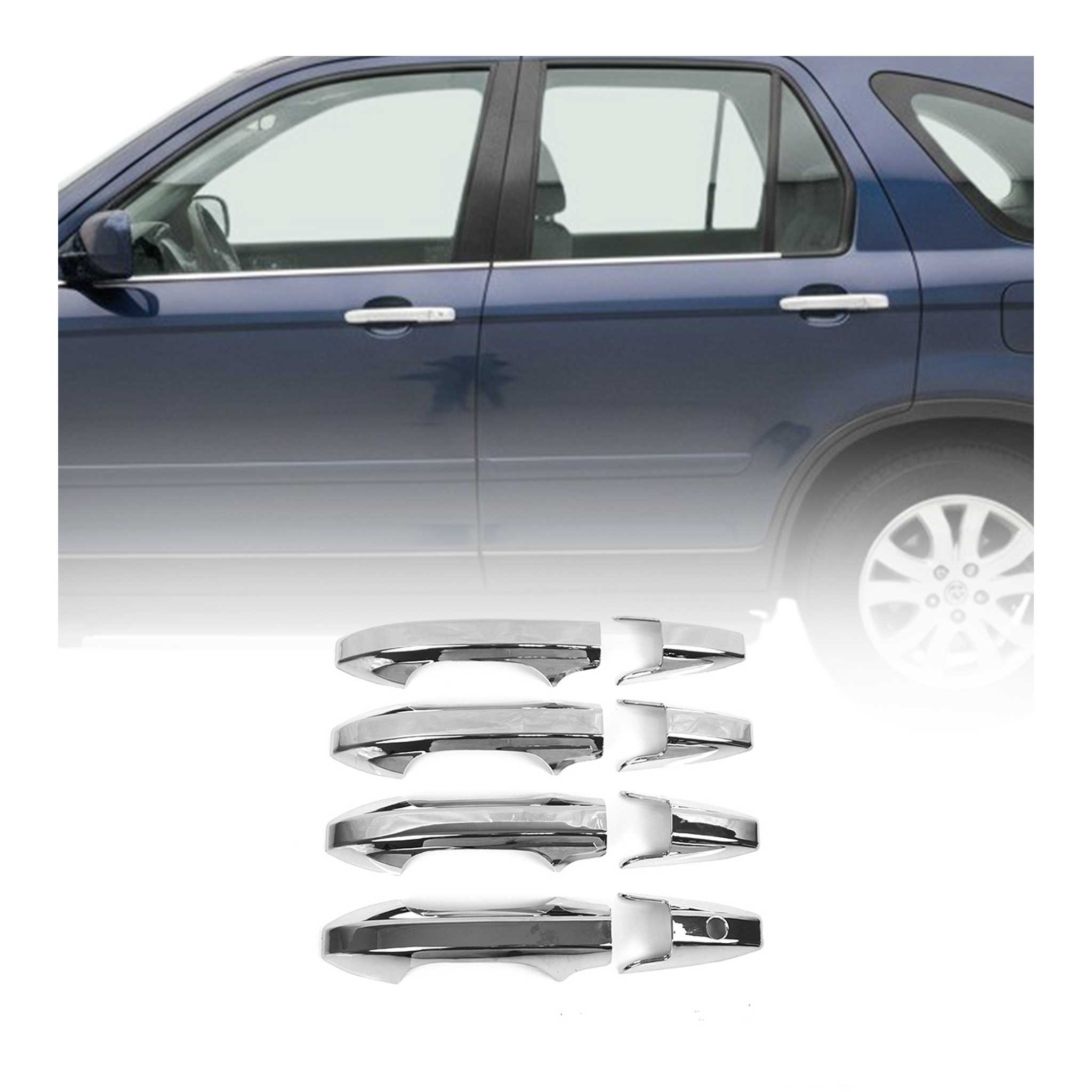 2007-2011 Honda CR-V Car Door Handle Cover Protector Silver Chrome 8 Pcs