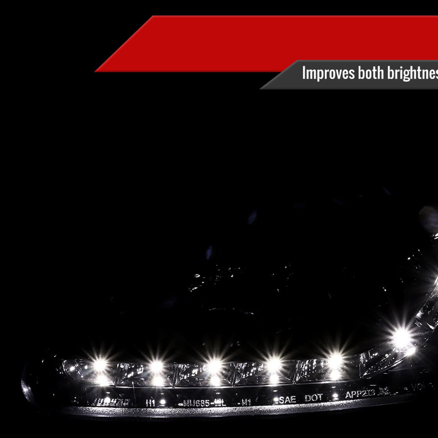 1996-1998 Honda Civic Projector Headlights R8 LED Light Black/Smoke Lens