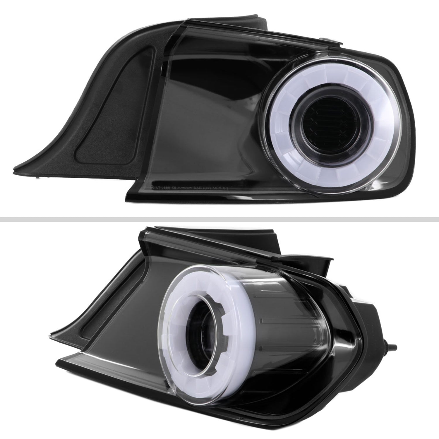 2015-2022 Ford Mustang White LED Bar Tail Lights Glossy Black