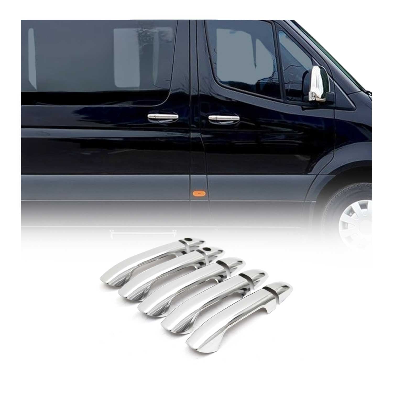 2019-2025 Mercedes Sprinter W907 910 Door Handle Cover Stainless Steel 2 Key Hole