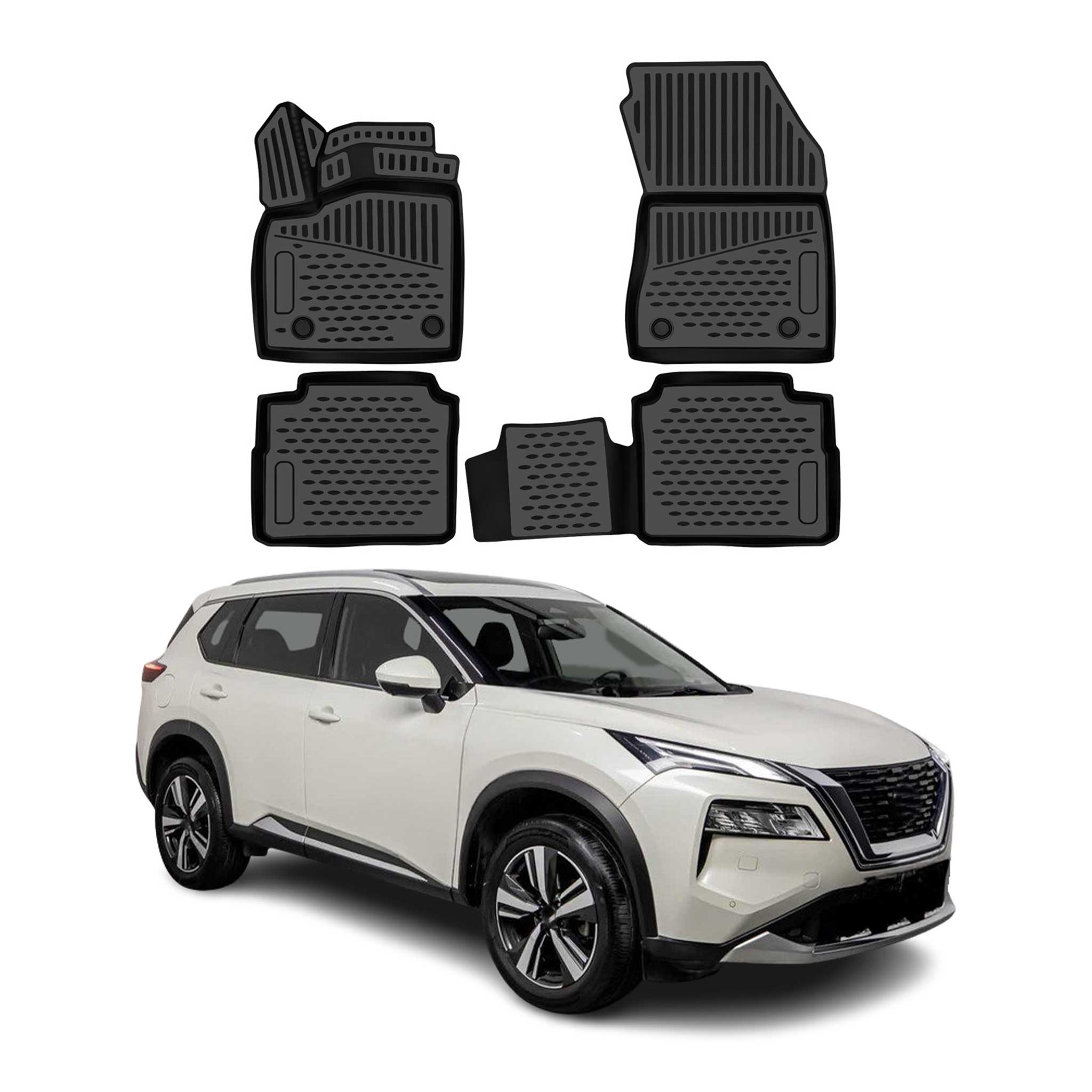 OMAC Floor Mats Liner for Nissan Rogue 2021-2026 Rubber TPE Black 4Pcs