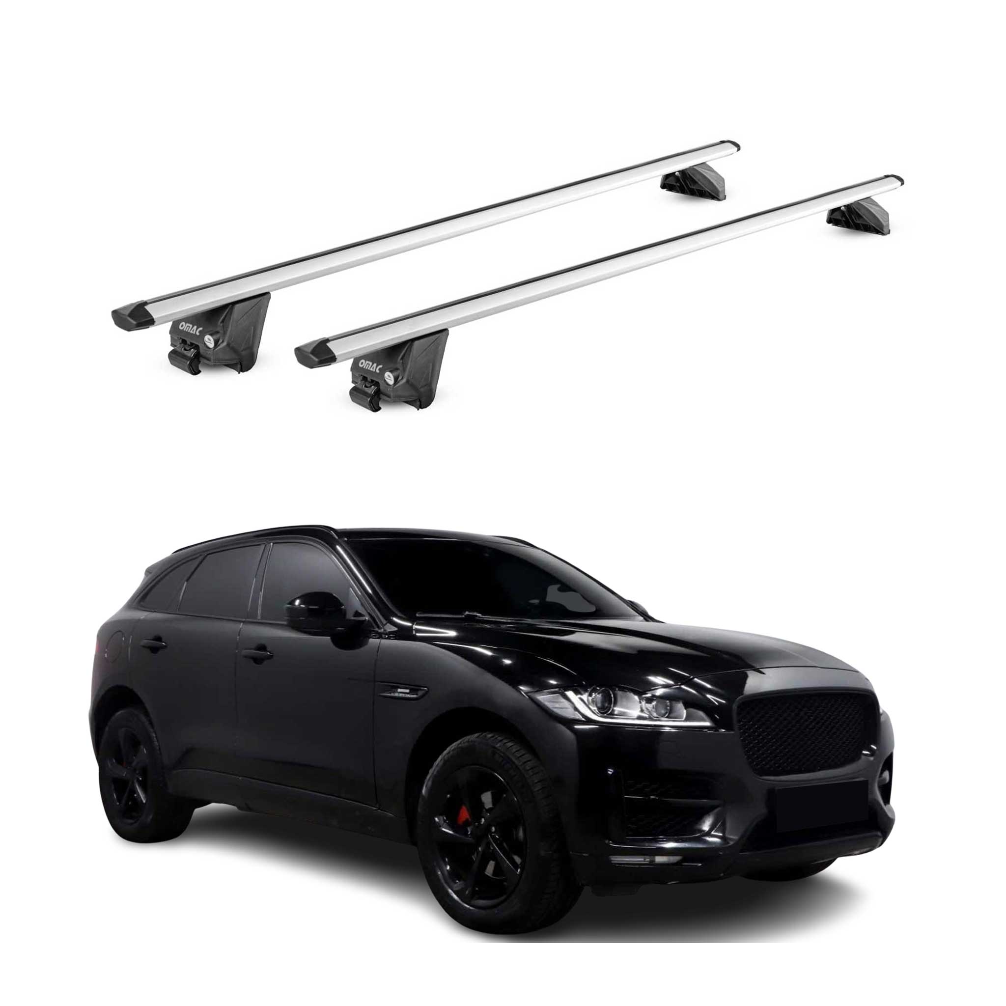 Roof Rack Cross Bars Luggage Carrier for Jaguar F-Pace 2017-2025 Silver Grey 2x